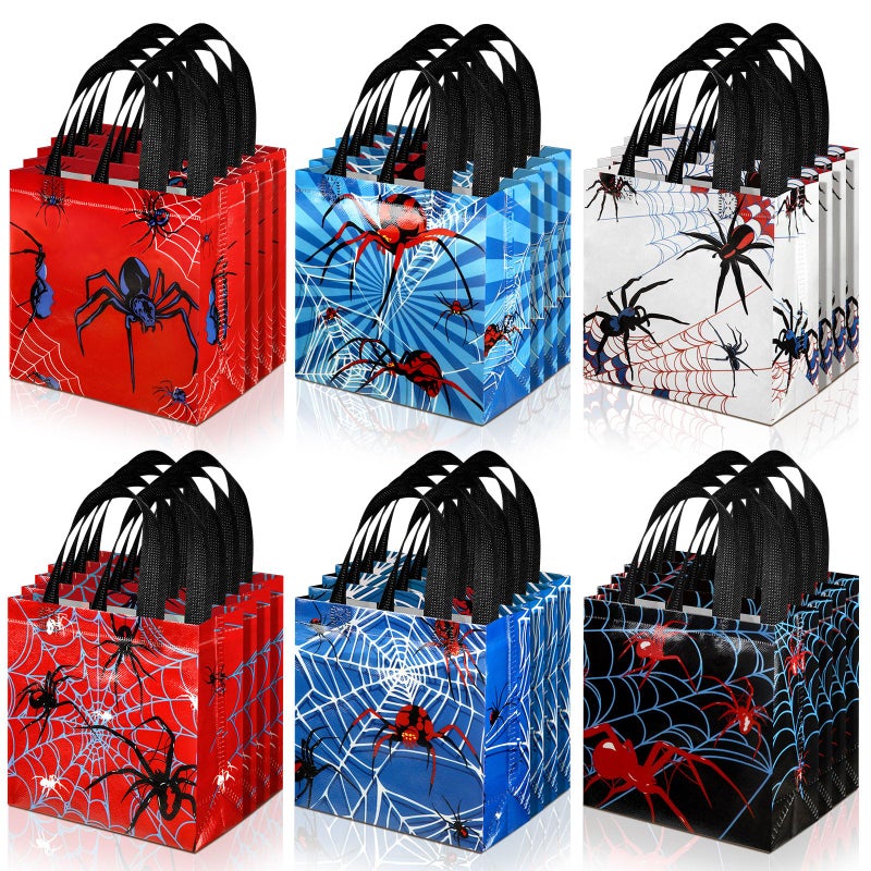 GliCraft 40 Pcs Spider Party Favor Bags Spider Web Goodie Bags Spider Non-woven Bags Bulk with Handles Reusable Birthday Treat Candy Bags for Spider Birthday Party Favor 7.87 x 7.87 x 3.54 Inches - Image 1